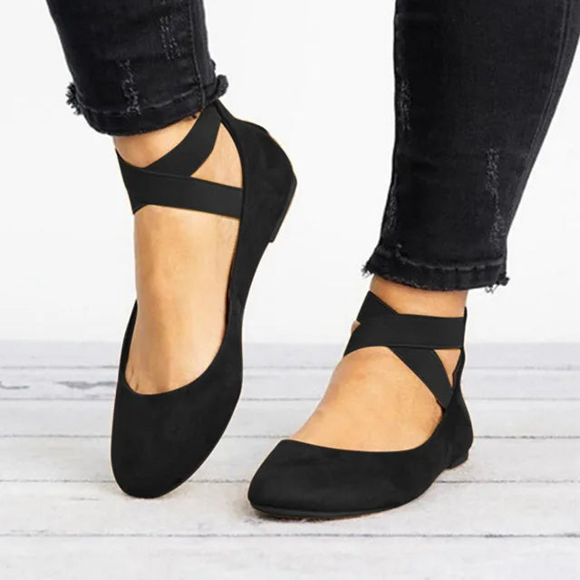 Anna - Orthopedische Crèmekleurige Ballerina's-Zwart-37-State of Style