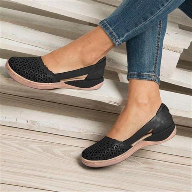Anna - Orthopedische Platte Bruine Schoenen-Zwart-35-State of Style