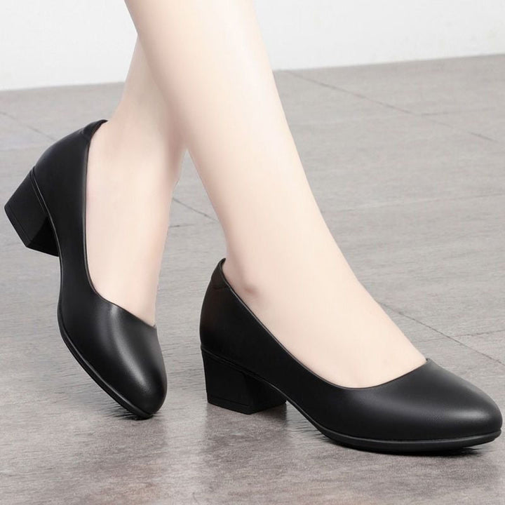 Anna - Orthopedische Zwart Lederen Pumps-Zwart-34-State of Style