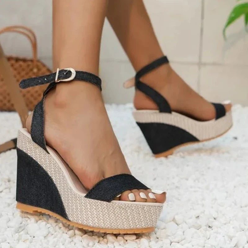 Anna - Orthopedische Zwarte Sleehak Sandalen-Zwart-35-State of Style