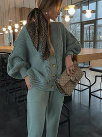 AnneliesSet | Comfortable 2-Piece Set for Women | Vest and Trousers-Dark Green-State of Style