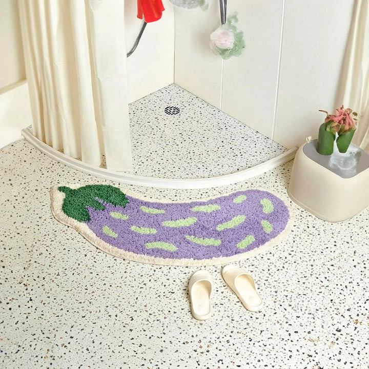 Anti-Slip Bathroom Mat with Banana or Eggplant Design - ZestPad-Aubergine-S (40x80cm)-State of Style