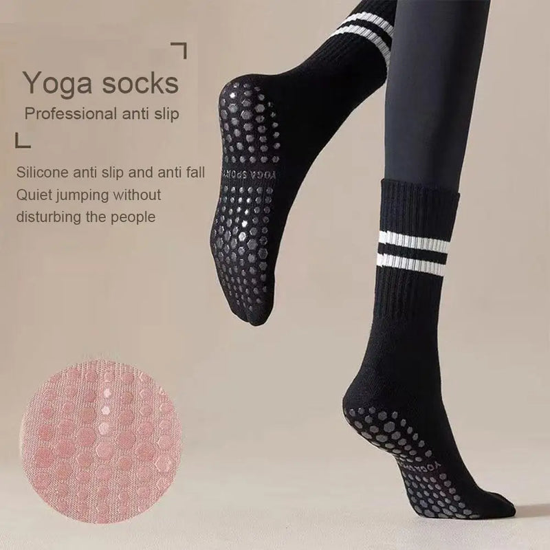 Anti-Slip Mid-Tube Sports Socks for Fitness and Yoga - GripFit-Grey-State of Style