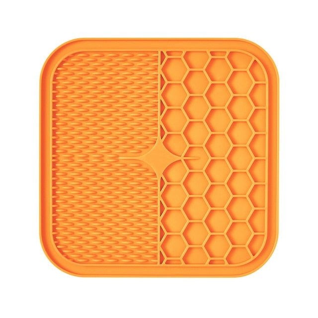 Anti-Stress Dog Lick Mat - LickEase-Orange-S (15x15 cm)-State of Style