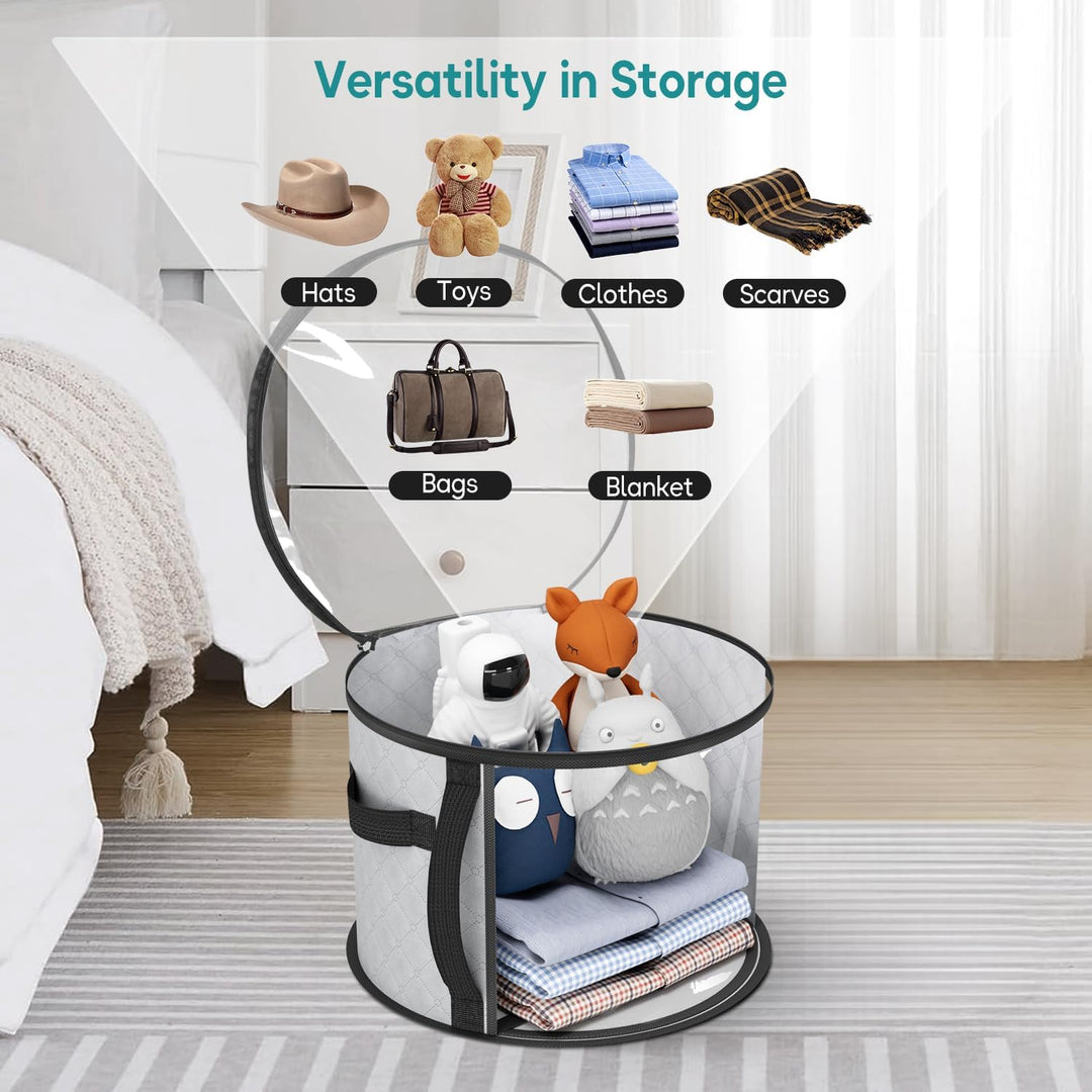 Large Clear Hat Storage Case – Wide-Brim Hat Organiser with Handles