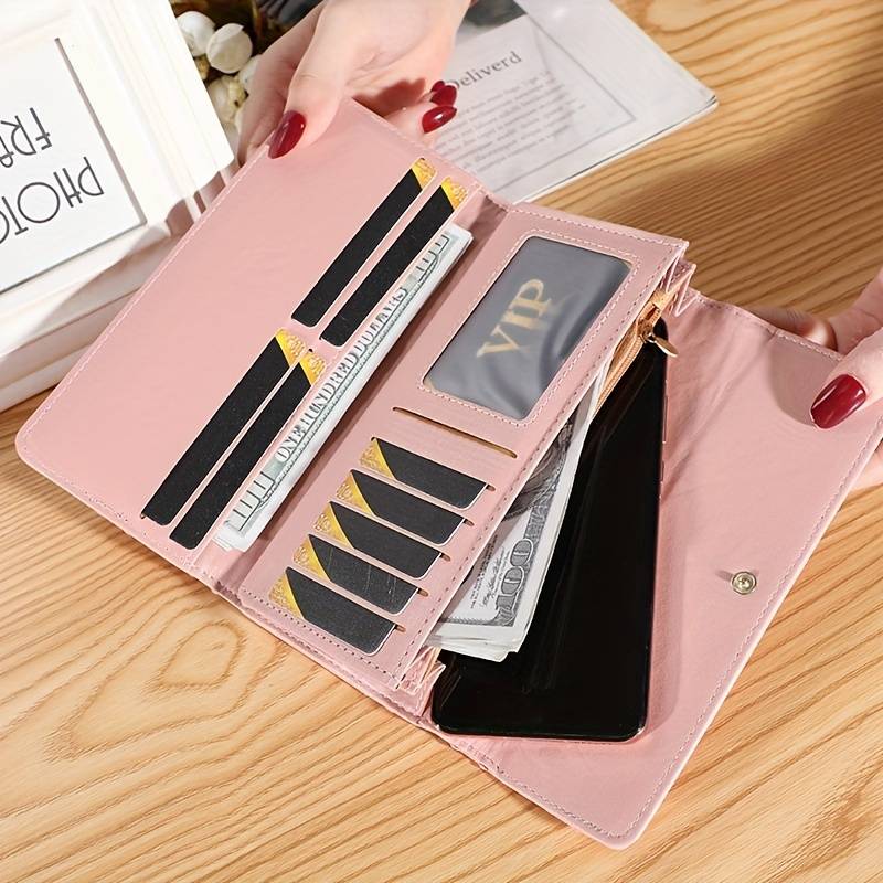 Argyle Pattern Triple Fold Wallet with Royal Gold Accent-Champagne-State of Style