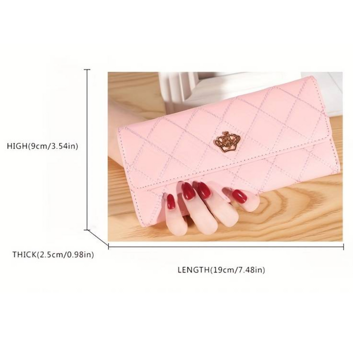 Argyle Pattern Triple Fold Wallet with Royal Gold Accent-Champagne-State of Style
