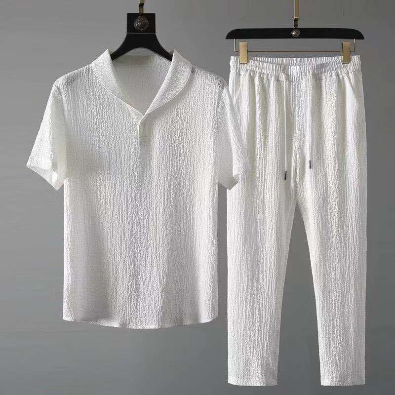 Arion - Summer Linen Set for Men-White-S-State of Style