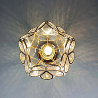 Artistic Glass Ceiling Lamp with Flower Pattern - FlowerHall-Green-D20*H25cm-State of Style