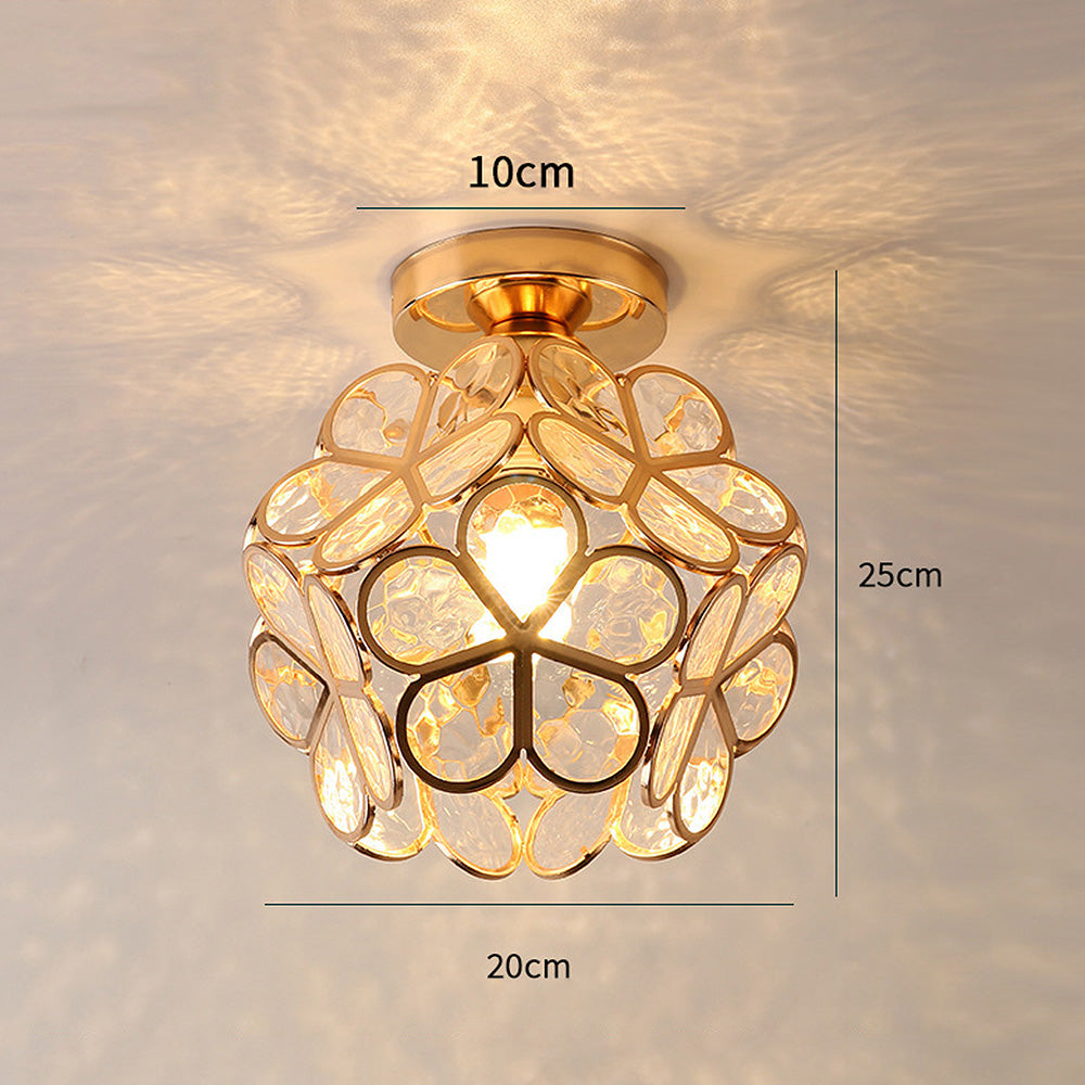 Artistic Glass Ceiling Lamp with Flower Pattern - FlowerHall-Green-D20*H25cm-State of Style