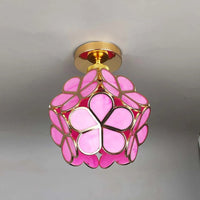 Artistic Glass Ceiling Light with Floral Design - FlowerHall-Green-D20*H25cm-State of Style
