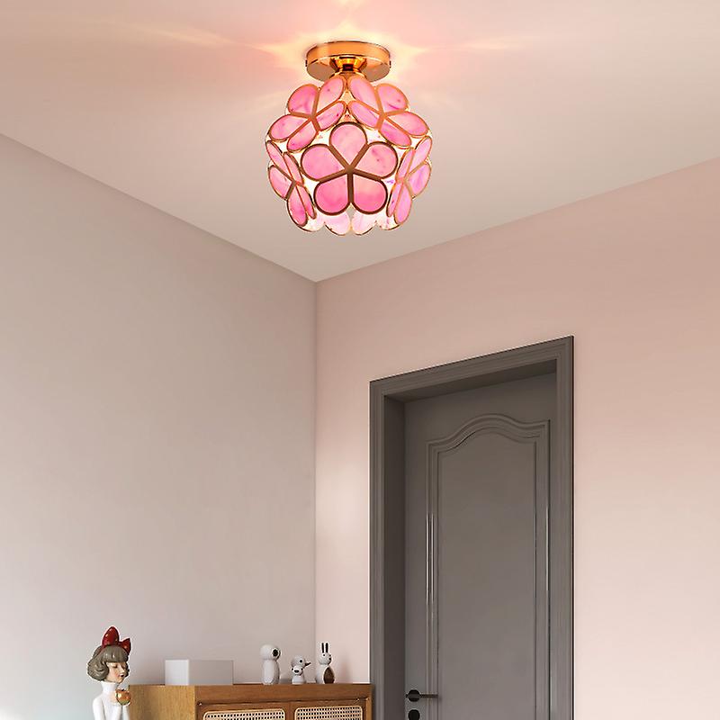 Artistic Glass Ceiling Light with Floral Design - FlowerHall-Pink-D20*H25cm-State of Style