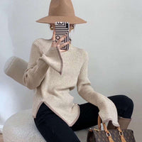 Asymmetric Sweater for Women – Trendy & Unique Design-Khaki-S-State of Style