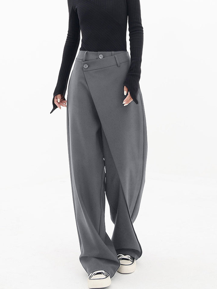 Asymmetrical Comfort Trousers - Livia-Grey-S (36)-State of Style