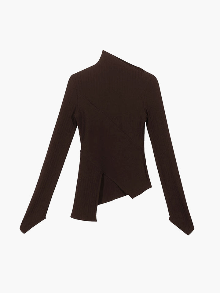 Asymmetrical Jumper with Cut for Ladies - Amelia-Black-XS-State of Style