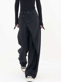 Asymmetrical Wide Women's Trousers with Double Button – Noa-Black-XS-State of Style
