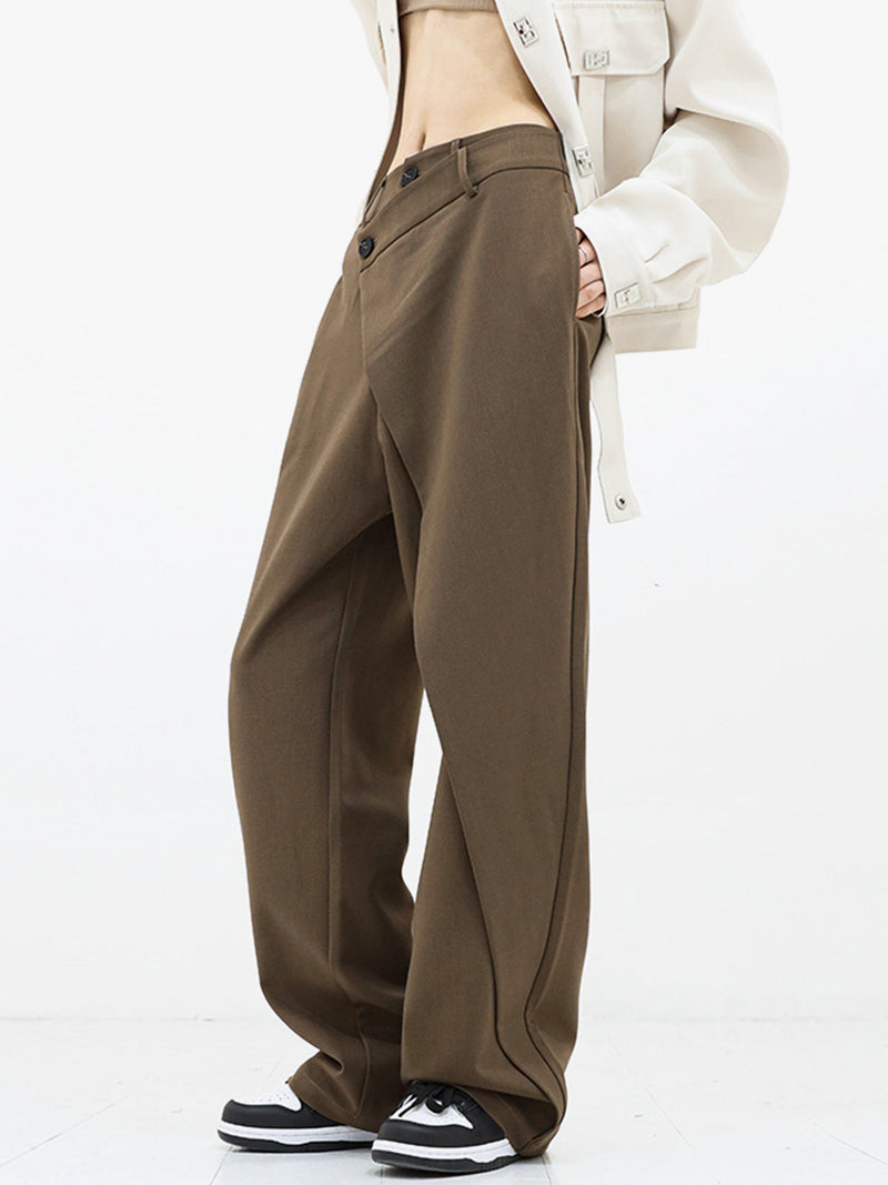 Asymmetrical Wide Women's Trousers with Double Button – Noa-Black-XS-State of Style