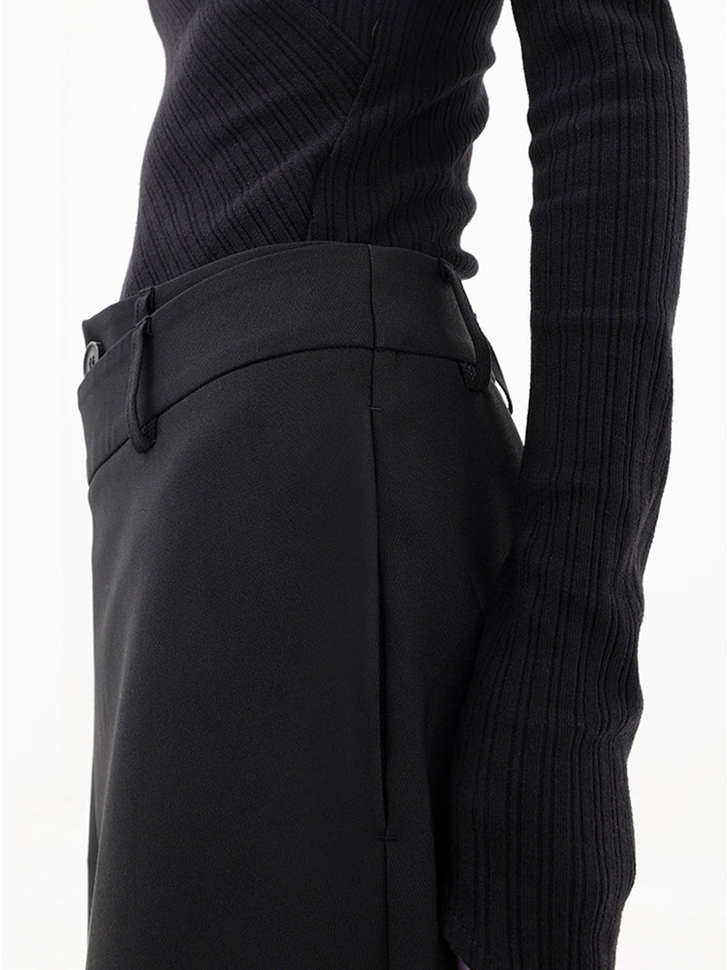 Asymmetrical Wide Women's Trousers with Double Button – Noa-Black-XS-State of Style