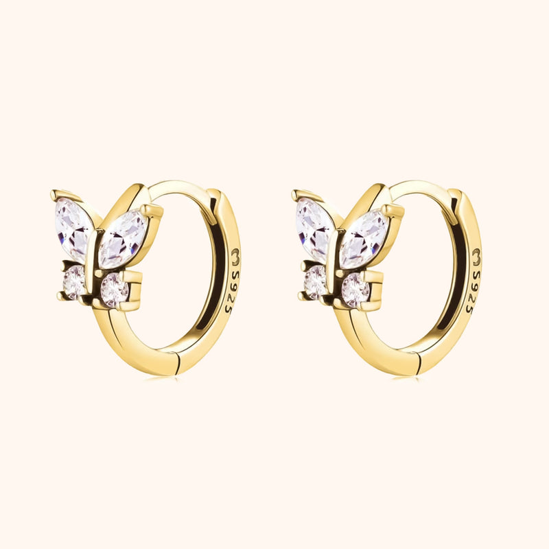 Auryn Crystal Butterfly Earrings-Gold-State of Style