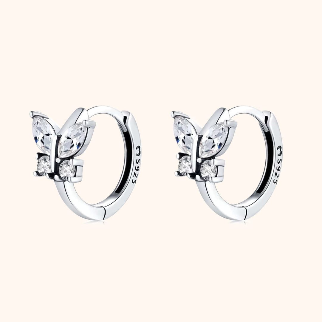 Auryn Crystal Butterfly Earrings-Silver-State of Style