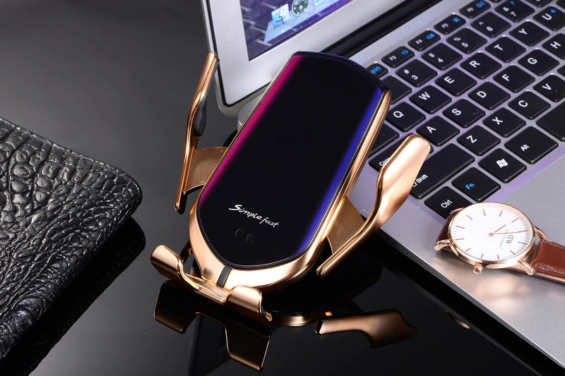 Automatic Phone Holder with Wireless Charger – GripCharge-Silver-State of Style