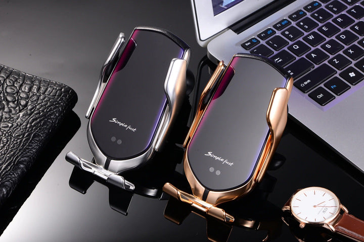 Automatic Phone Holder with Wireless Charger – GripCharge-Silver-State of Style