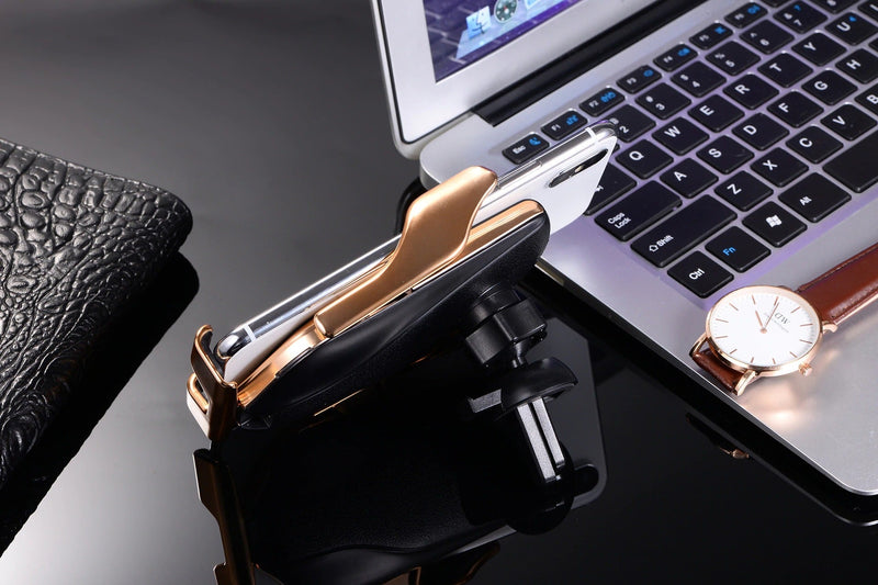 Automatic Phone Holder with Wireless Charger – GripCharge-Silver-State of Style