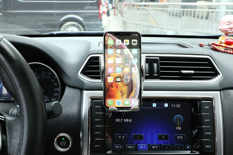 Automatic Phone Holder with Wireless Charger – GripCharge-Silver-State of Style