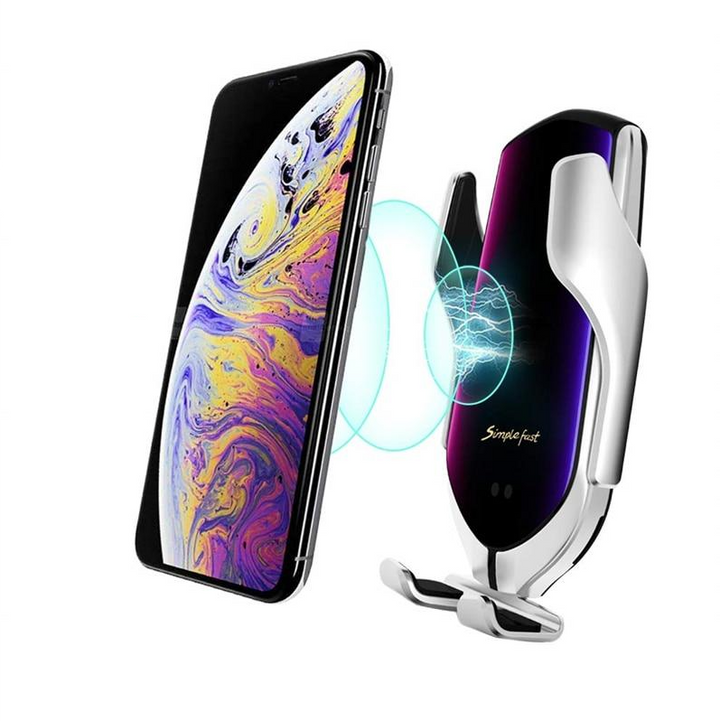 Automatic Phone Holder with Wireless Charger – GripCharge-Silver-State of Style