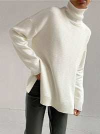 AylasShirt | Oversized Turtleneck Sweater for Women-White-S-State of Style