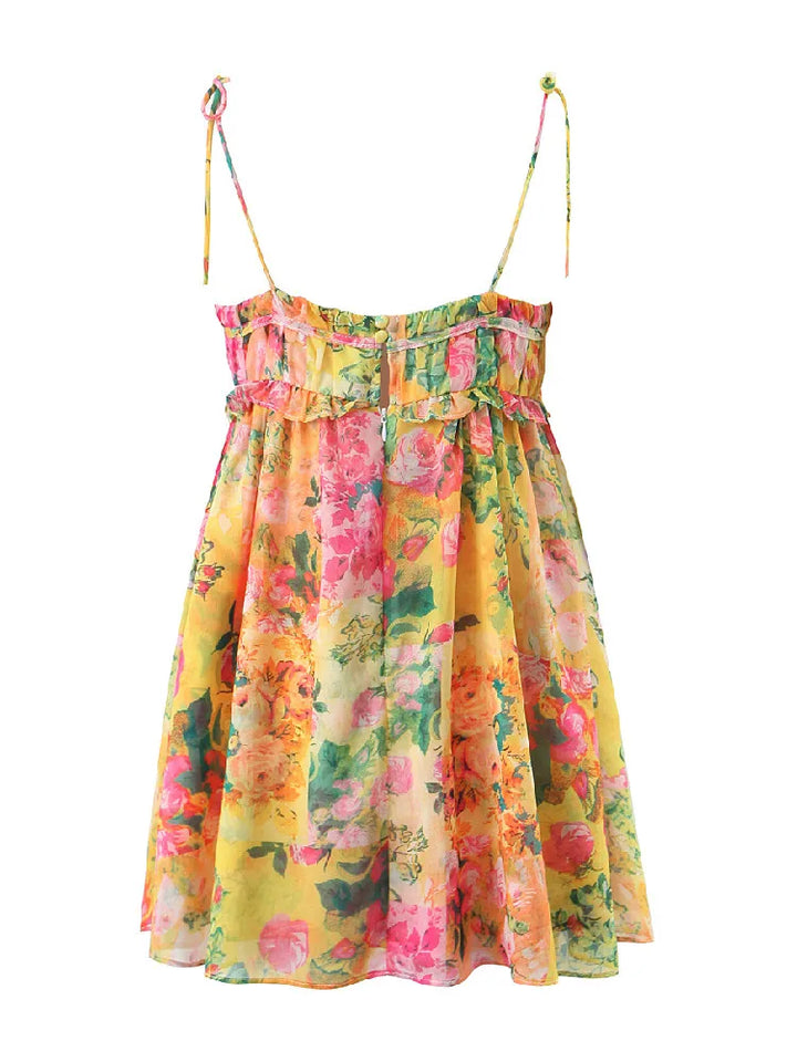 Backless Bohemian Mini Dress with Floral Print – Juliette-S-State of Style