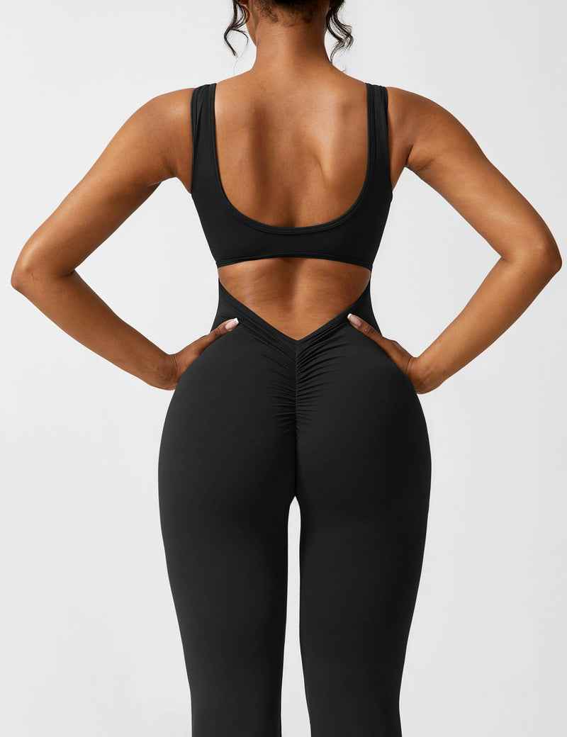 Backless jumpsuit with flared trousers – Liv-Dark blue-S-State of Style