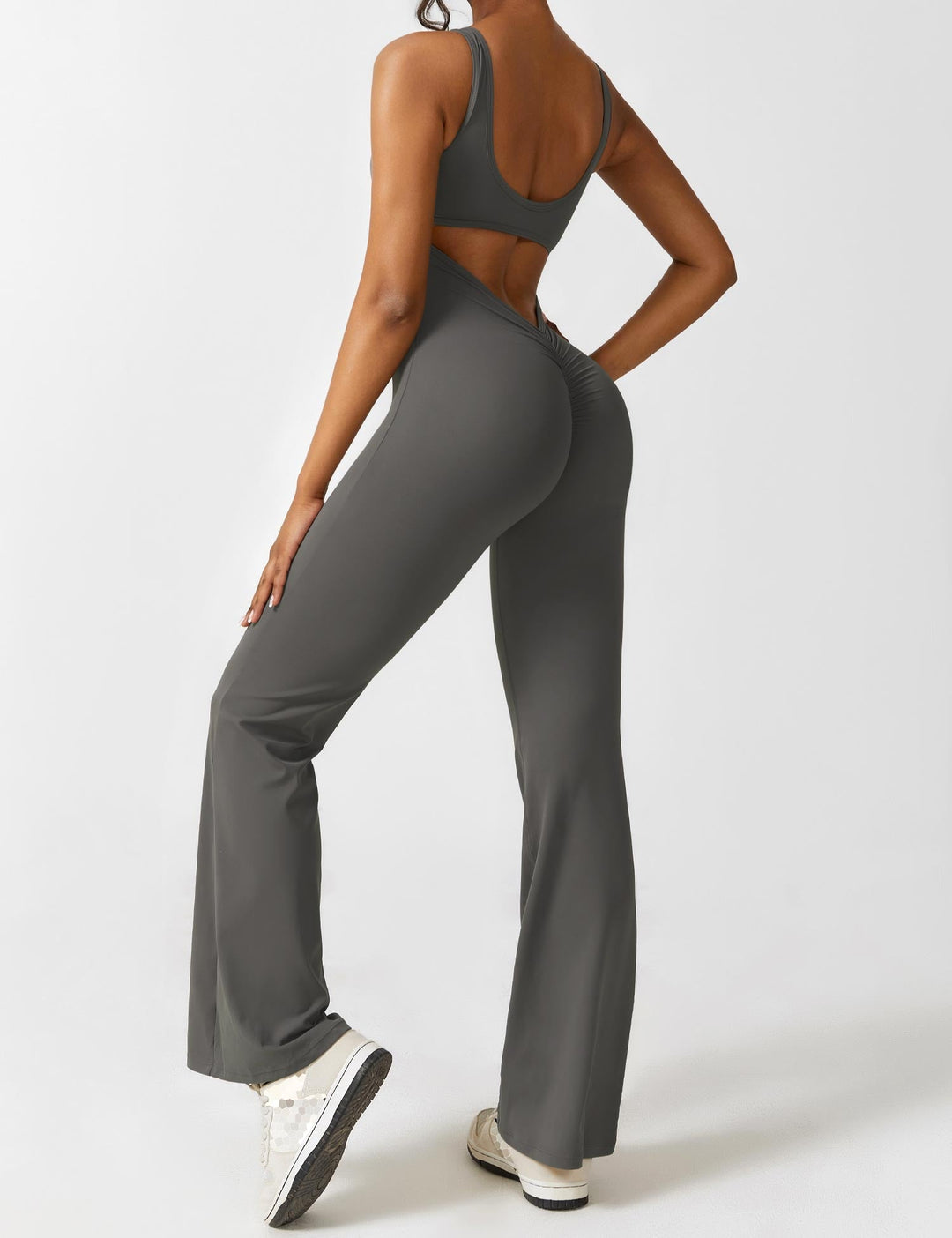 Backless jumpsuit with flared trousers – Liv-Dark blue-S-State of Style