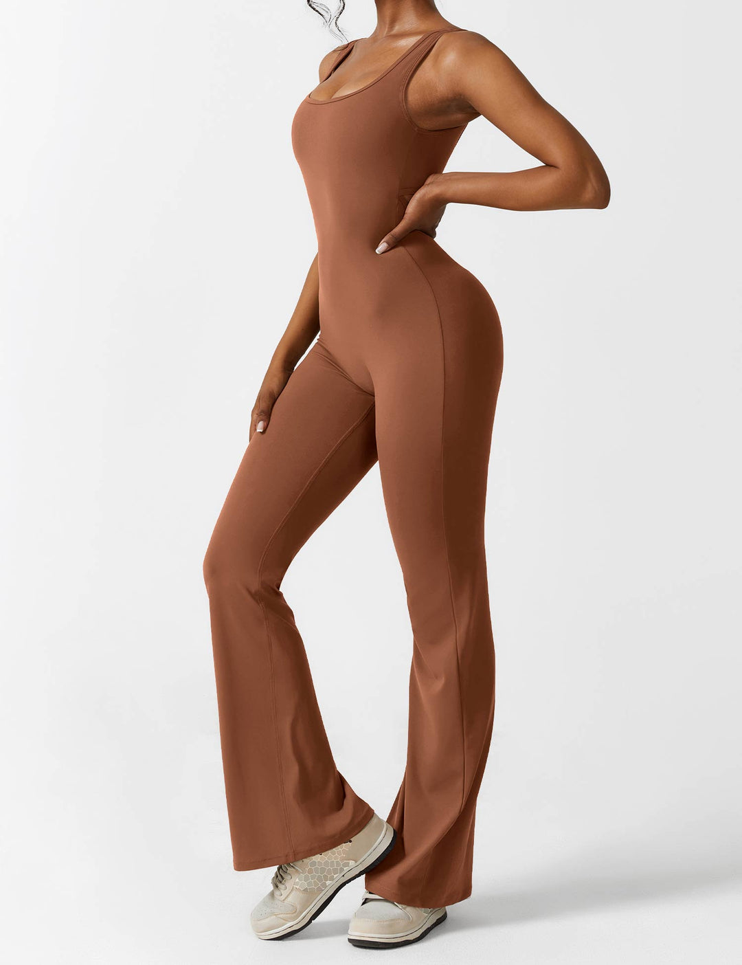 Backless jumpsuit with flared trousers – Liv-Dark blue-S-State of Style