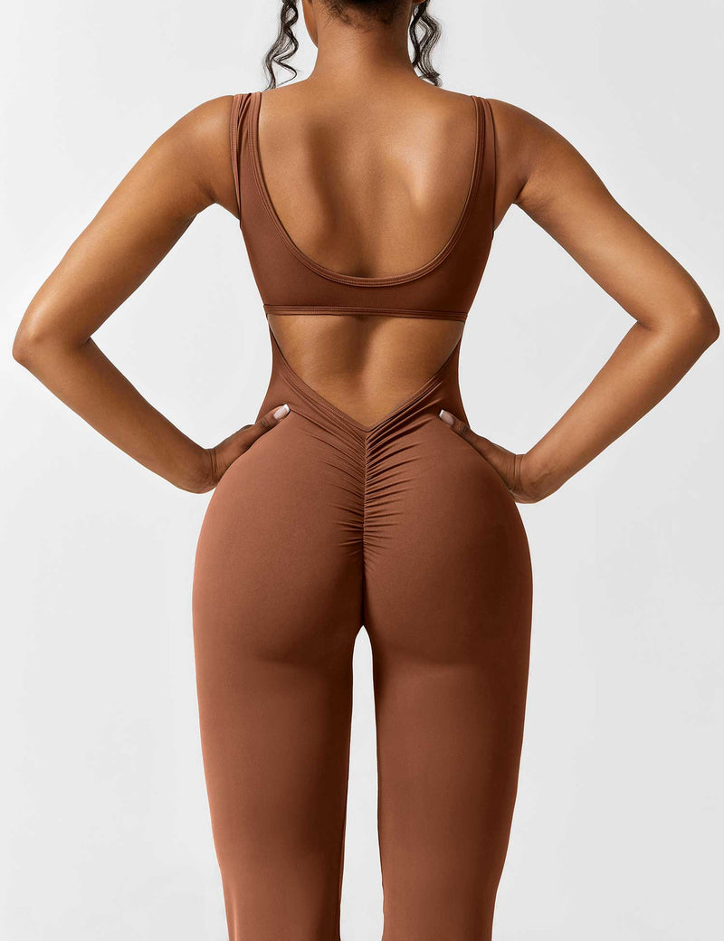 Backless jumpsuit with flared trousers – Liv-Dark blue-S-State of Style