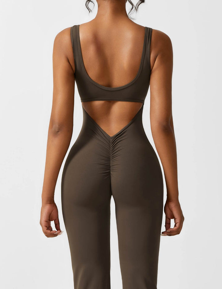 Backless jumpsuit with flared trousers – Liv-Dark blue-S-State of Style
