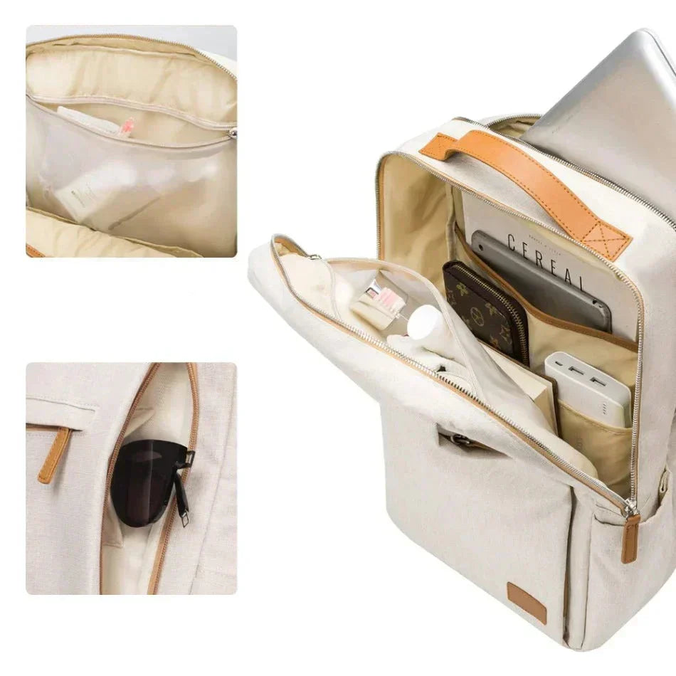 Backpack with Laptop Compartment and USB Charging Port - Nova-Beige-State of Style