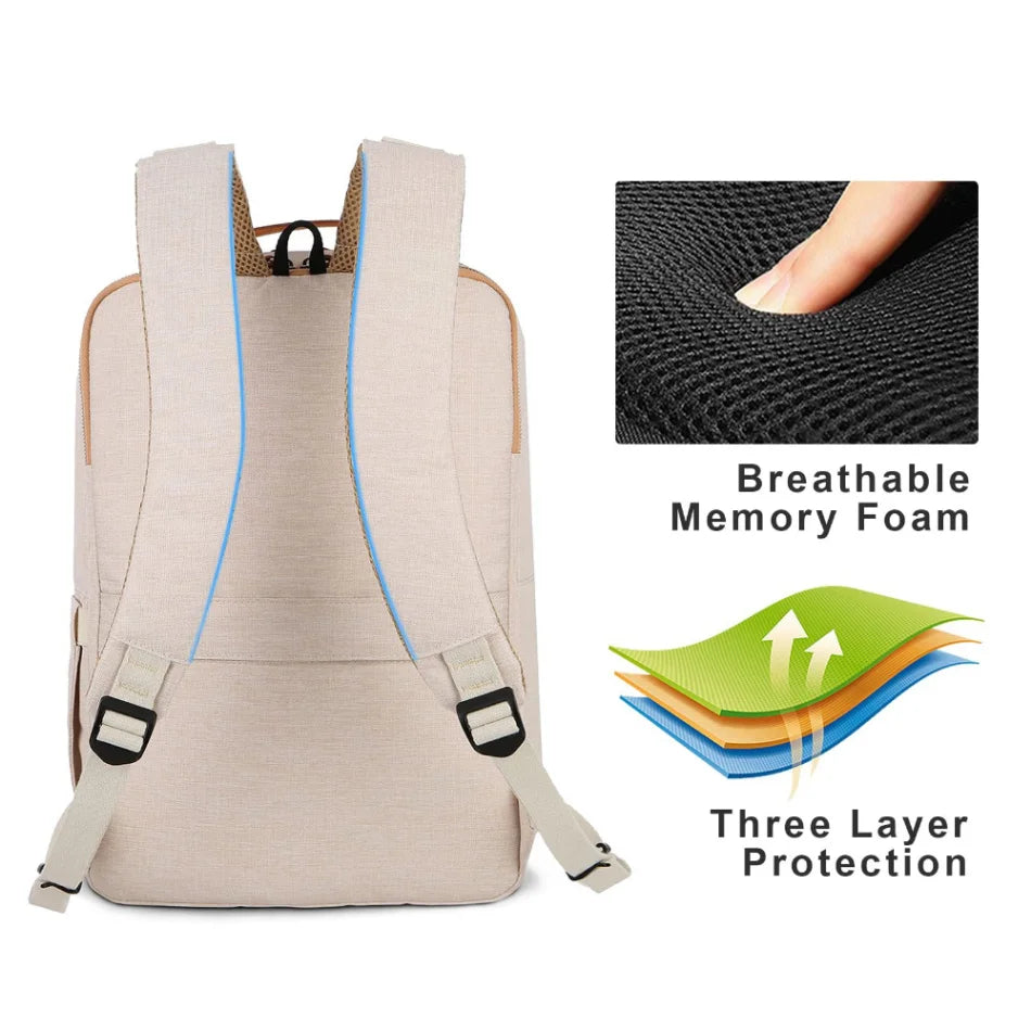 Backpack with Laptop Compartment and USB Charging Port - Nova-Beige-State of Style