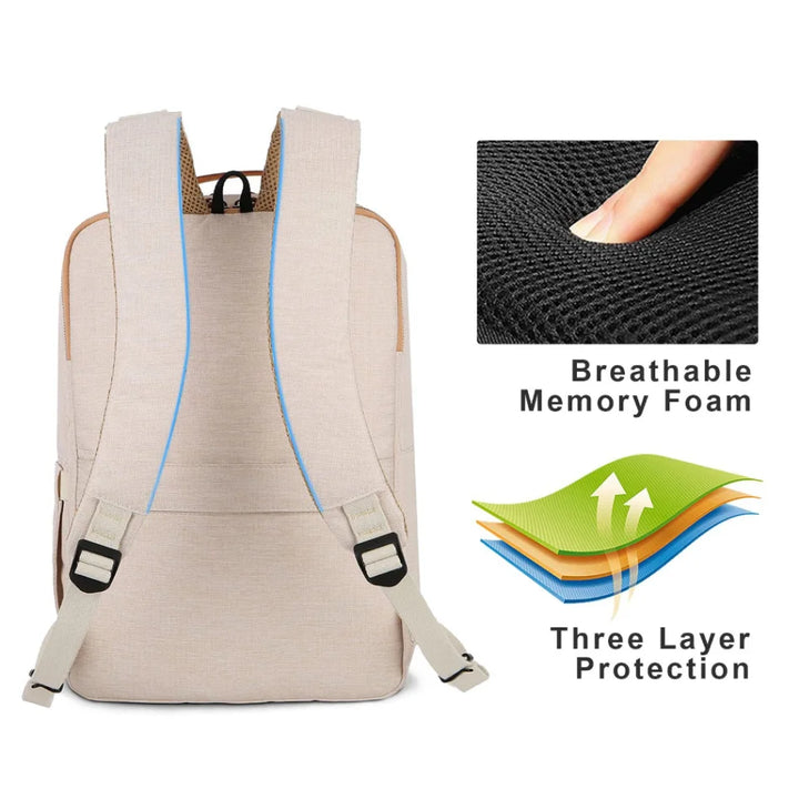 Backpack with Laptop Compartment and USB Charging Port - Nova-Beige-State of Style