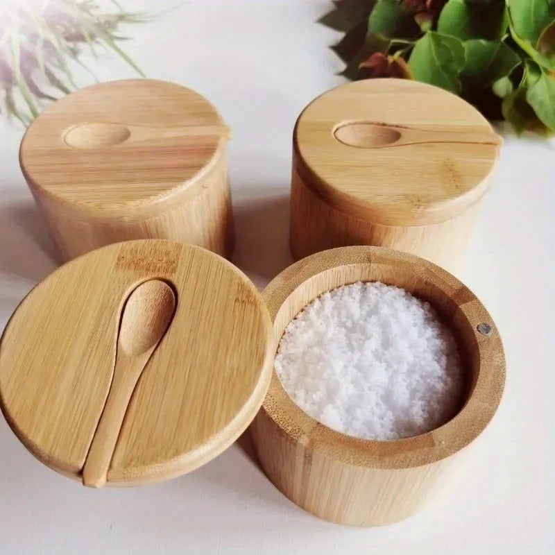 Bamboo Spice Box with Lid and Spoon - Nomi-State of Style