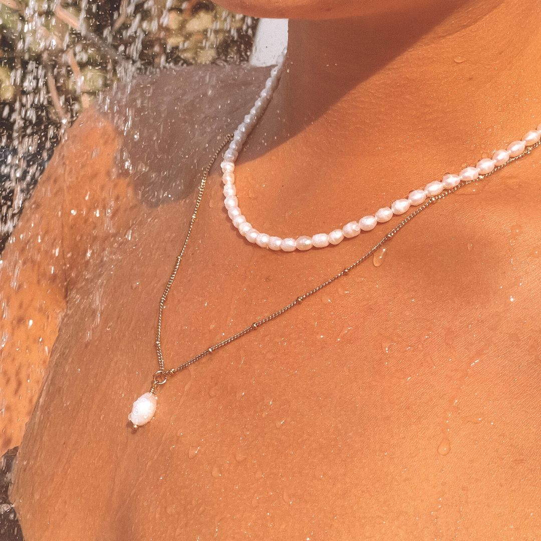Baroque Pearl Pendant Necklace - Anisa-Gold-State of Style