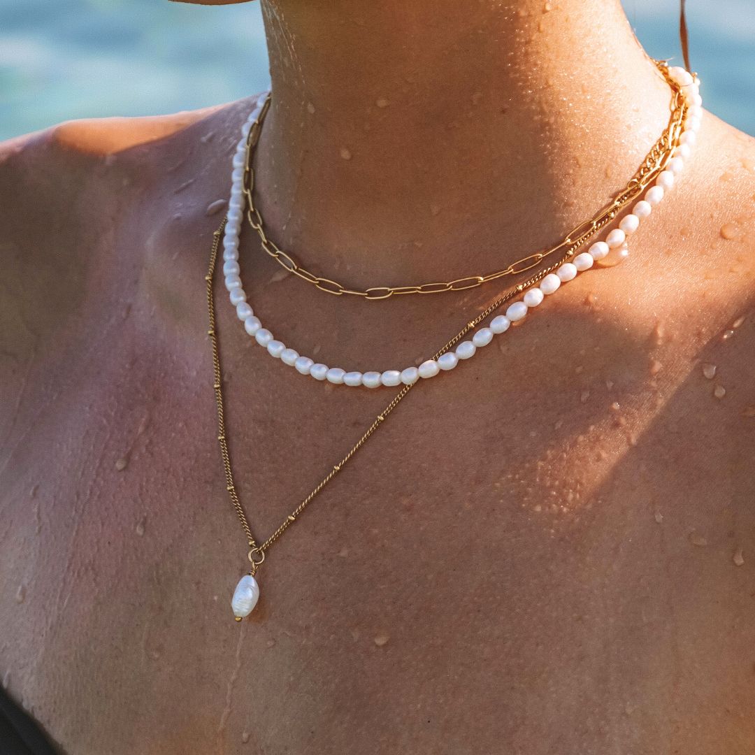 Baroque Pearl Pendant Necklace - Anisa-Gold-State of Style