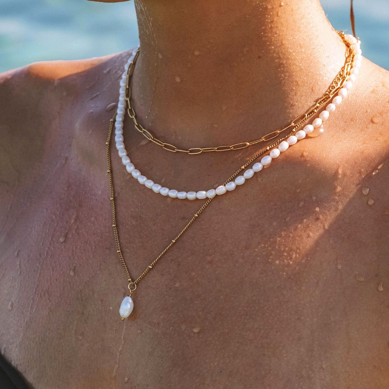 Baroque Pearl Pendant Necklace - Anisa-Gold-State of Style