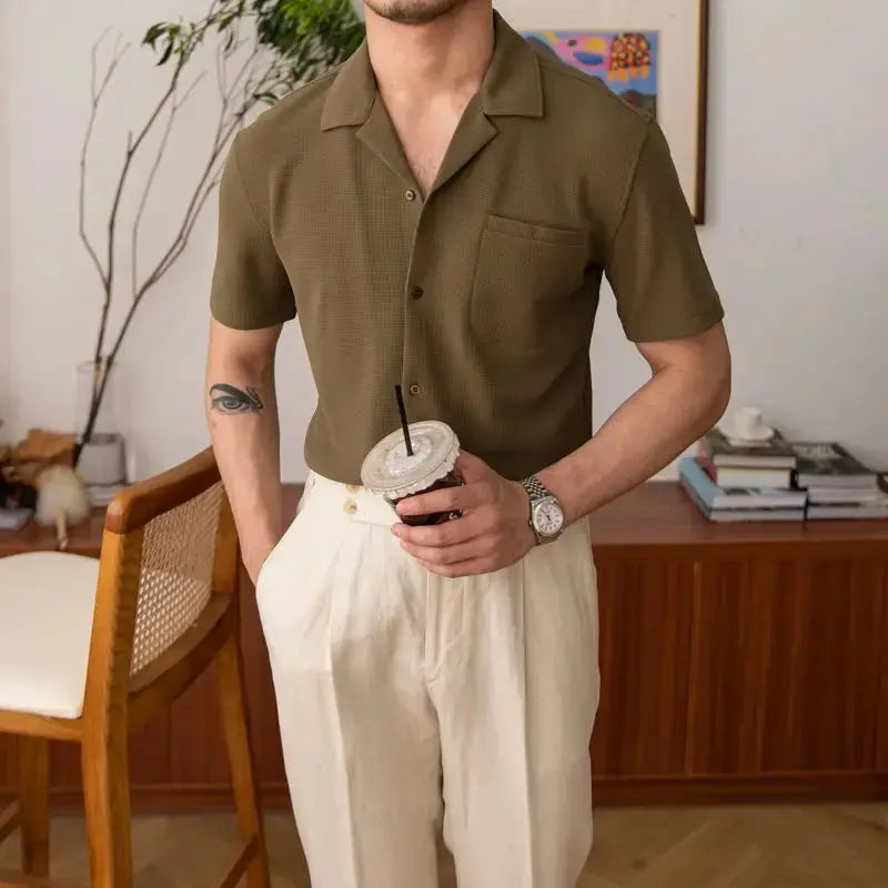 Basic Men's Shirt – Nolan-Khaki-S-State of Style