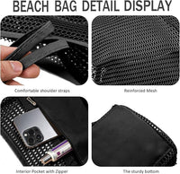 Foldable Mesh Beach Tote Bag with Inner Pocket