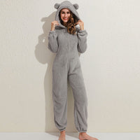 BearHug Super Soft Fleece Onesie with Bear Ears-Grey-S-State of Style