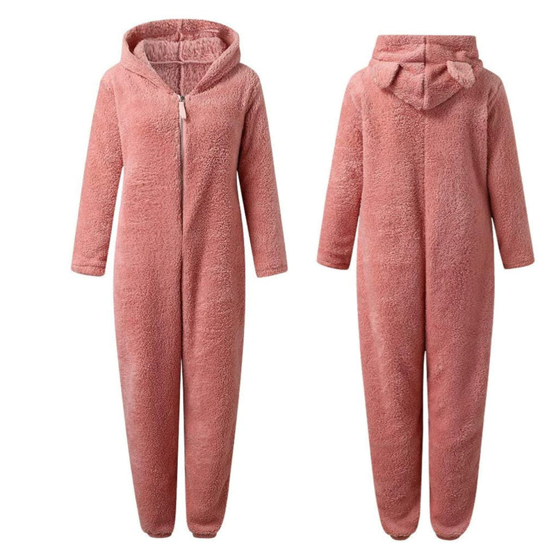 BearHug Super Soft Fleece Onesie with Bear Ears-Pink-S-State of Style