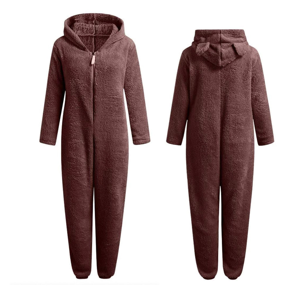 BearHug Super Soft Fleece Onesie with Bear Ears-Pink-S-State of Style