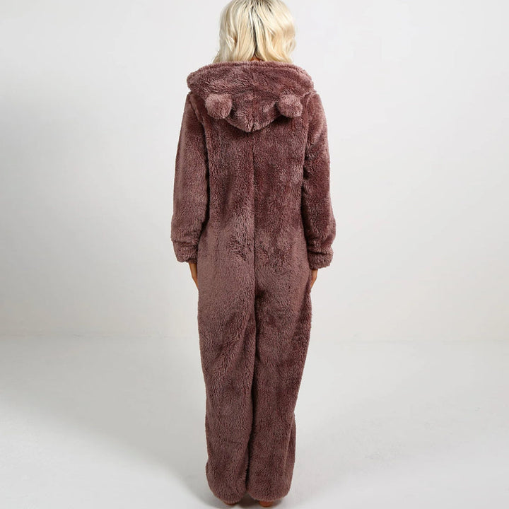 BearHug Super Soft Fleece Onesie with Bear Ears-Pink-S-State of Style