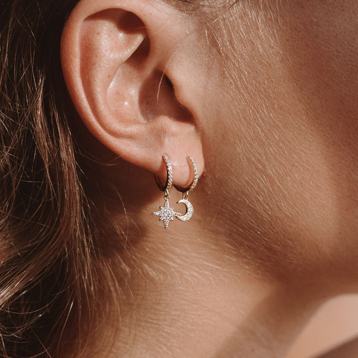 Beautiful Earrings with Moon and Star - Lunara-Gold-State of Style